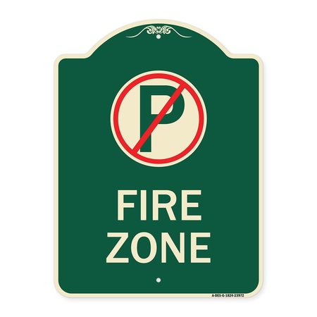 SIGNMISSION Fire Zone No Parking Symbol Heavy-Gauge Aluminum Architectural Sign, 24" x 18", G-1824-23972 A-DES-G-1824-23972